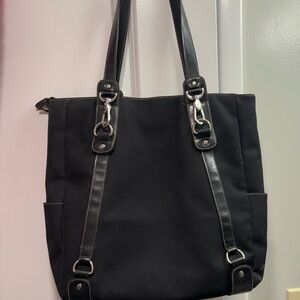Franco Sarto Black Tote Bag with Silver Accents